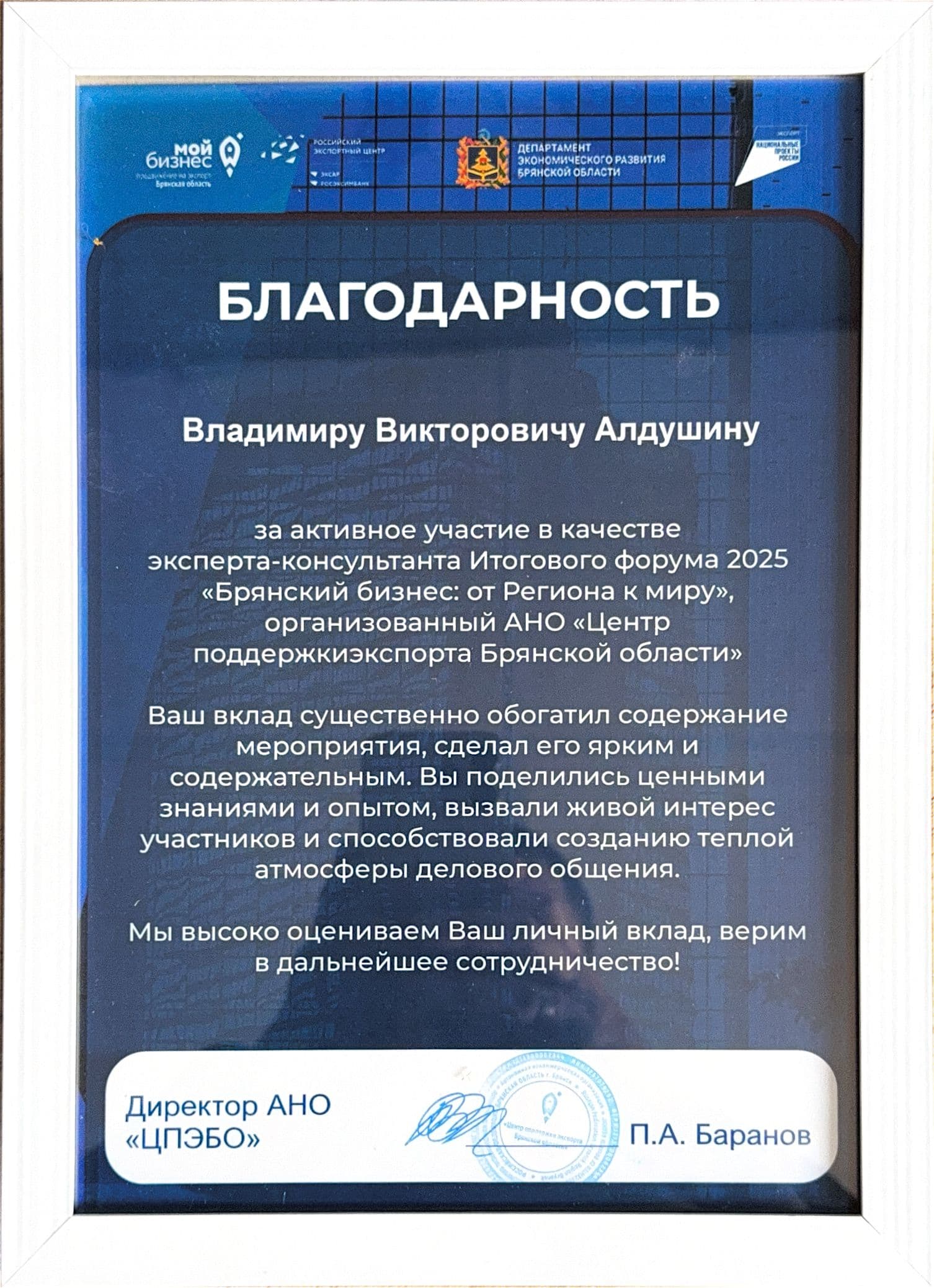 Диплом спикера